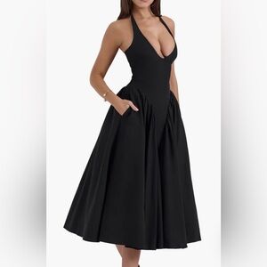 House of CB Marilyn Gingham Halter Midi Sundress